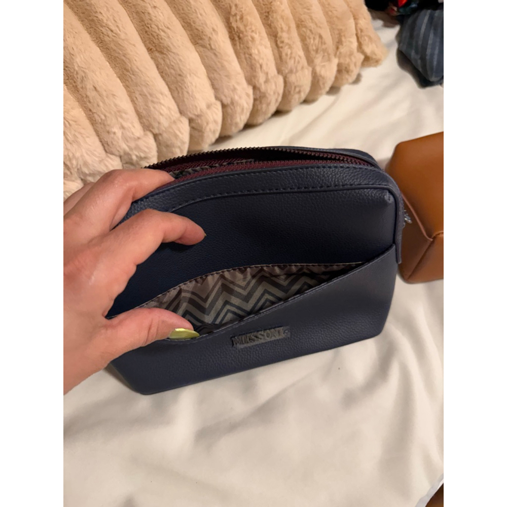 NWOT Missoni Pouch/Wristlet Interior Multicolored Chevron Pattern,Navy Blue - Picture 3 of 6